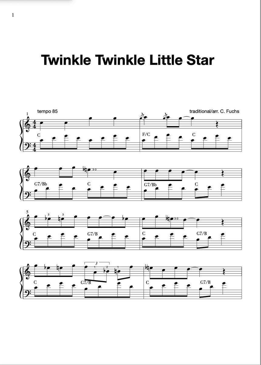 Twinkle Twinkle Little Star Bluesy Christians Sheet Music