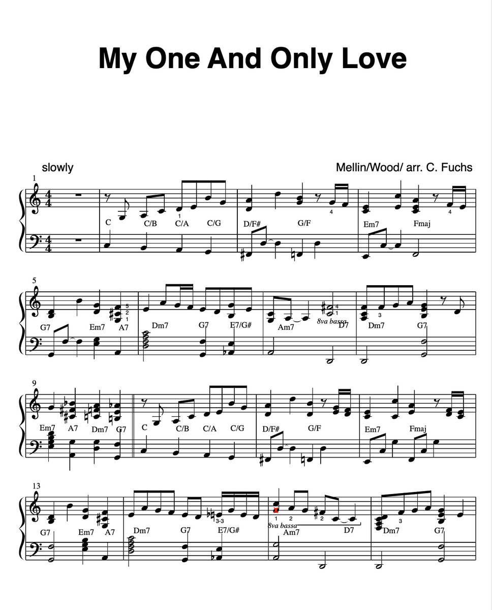 My One And Only Love – Christian's Sheet Music