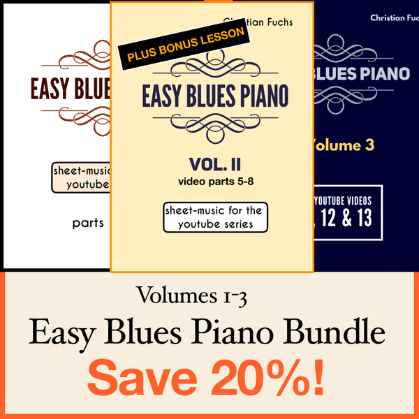 BUNDLE (SAVE 20 %) Easy Blues Piano Course Vol 1-3 – Christian's