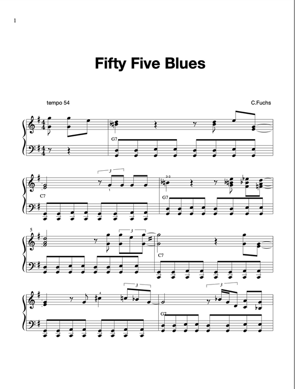 Fifty Five Blues, easy to medium Blues in G