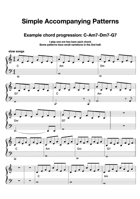 Easy Piano Accompaniment Patterns