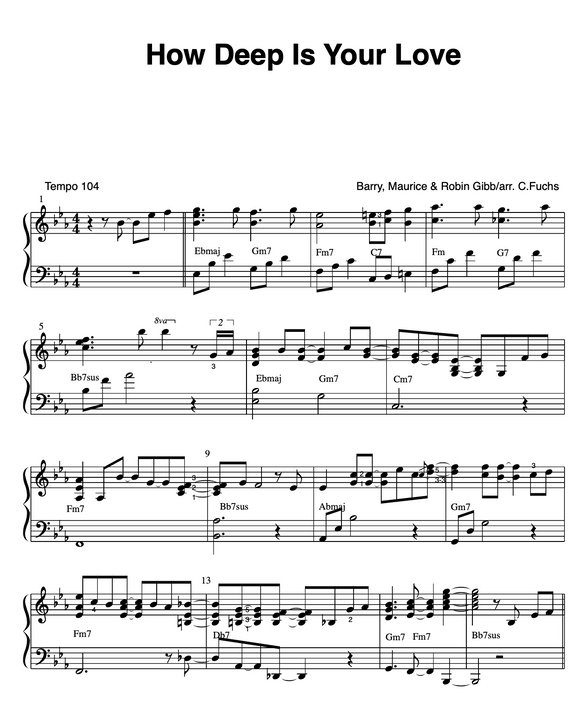 How Deep Is Your Love Sheet Music, Take That