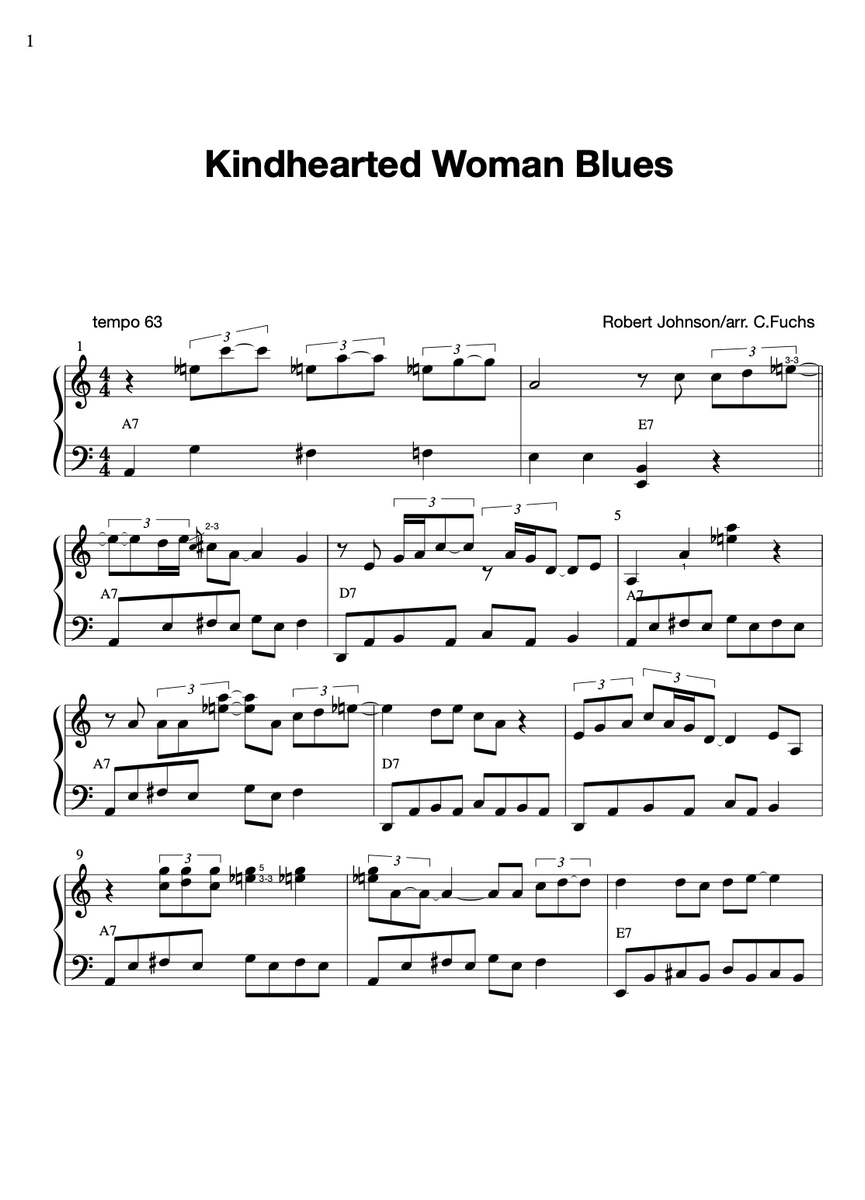 Kind Hearted Woman Blues Christians Sheet Music